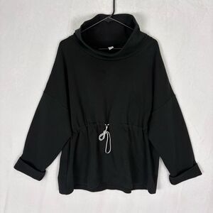 Varley Black Mock Neck Cinch Waist Pullover Sweatshirt Size Large